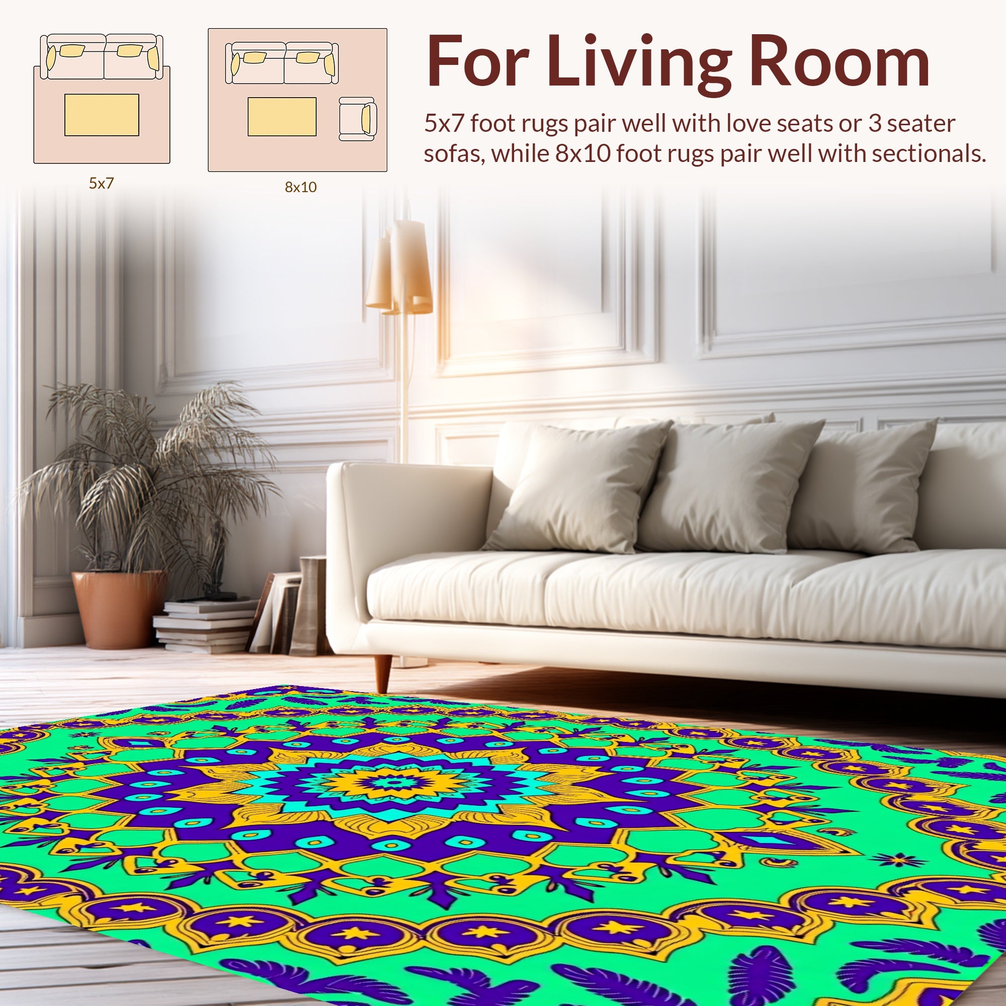 Vibrant Mandala Pattern Rug