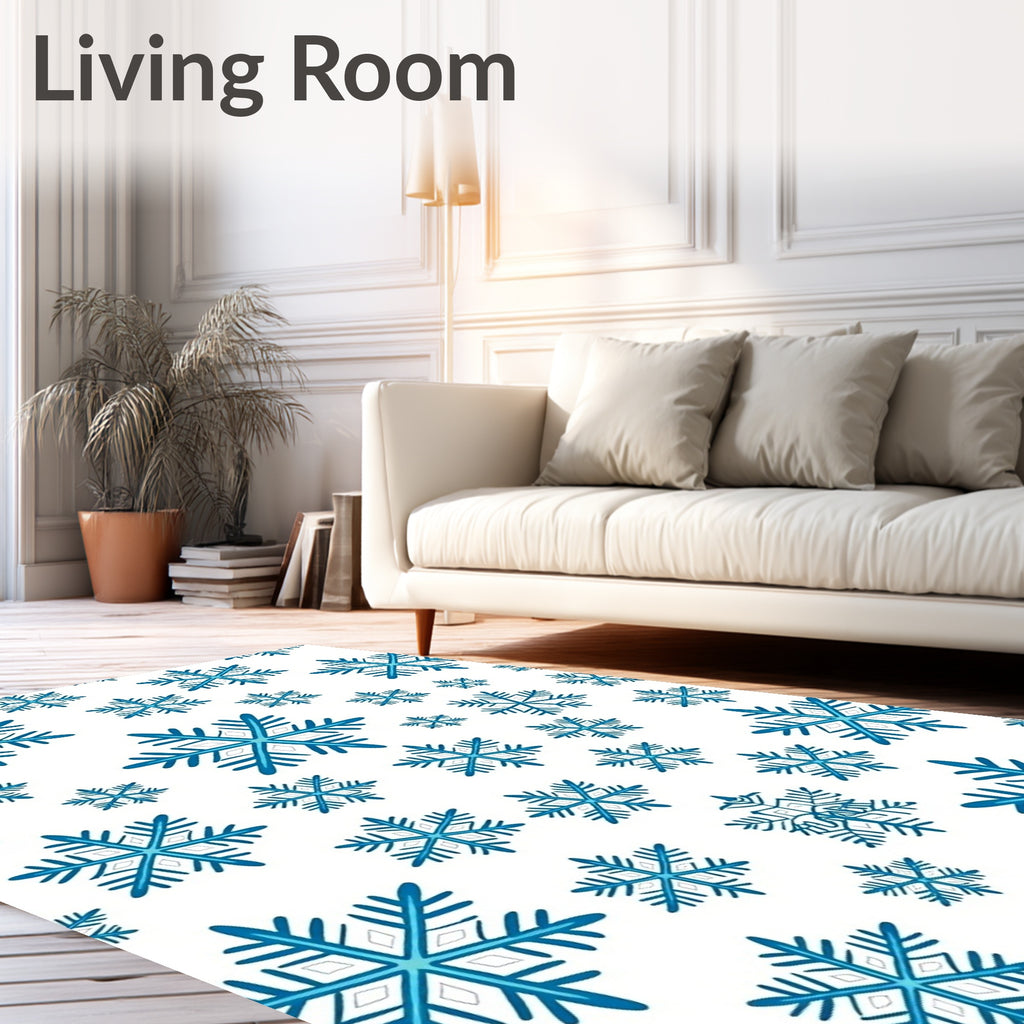 Teal Blue Snowflake Scatter Rug
