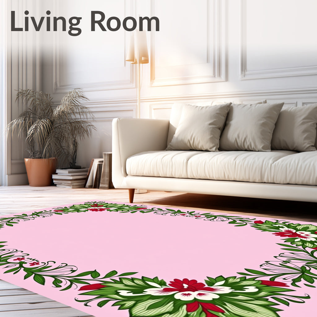 Floral Scrollwork Border Design Rug