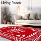 Bold White Snowflake Decorative Pattern Rug
