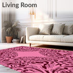 Elegant Pink Floral Swirl Pattern Rug