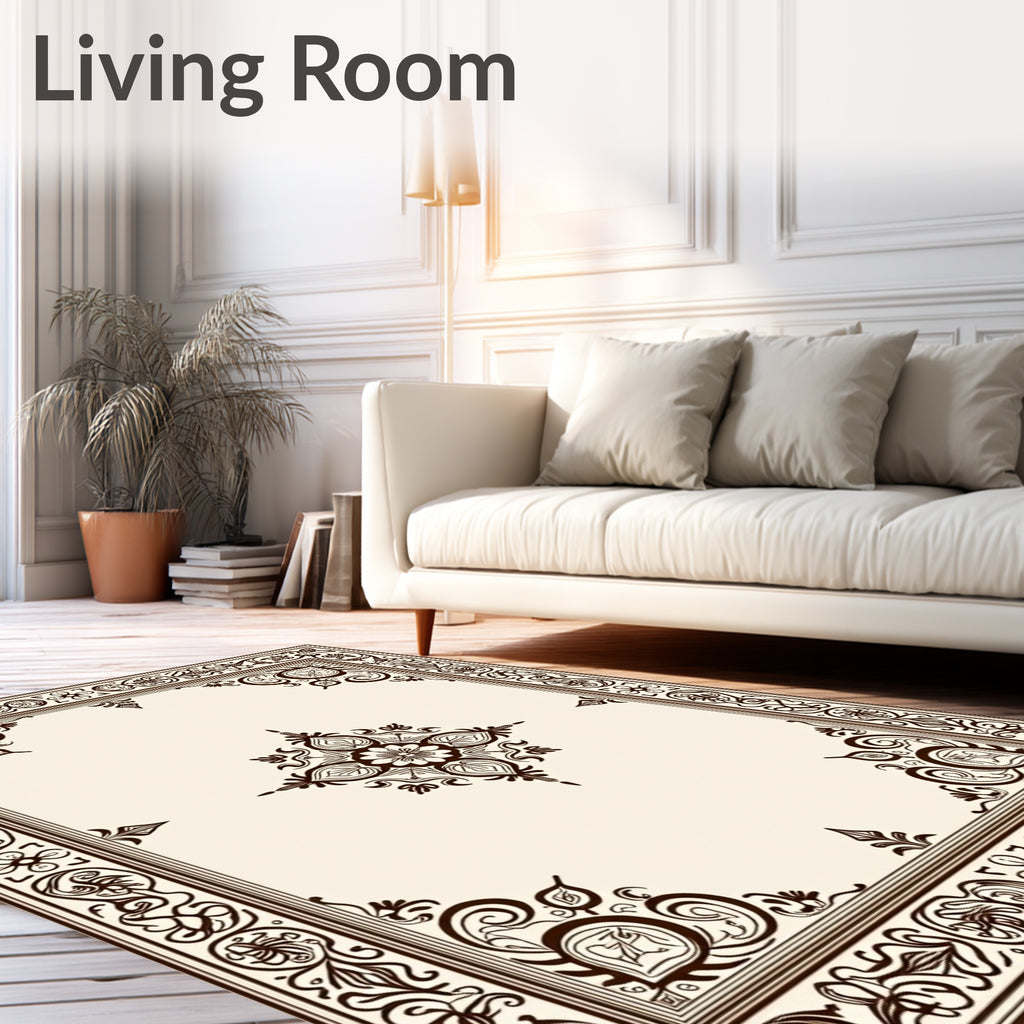 Ornate Floral Scrollwork Classic Design Rug