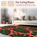 Tropical Green Leaf Pattern Design Rug