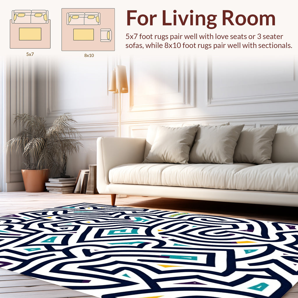 Abstract Labyrinth Geometric Pattern Rug
