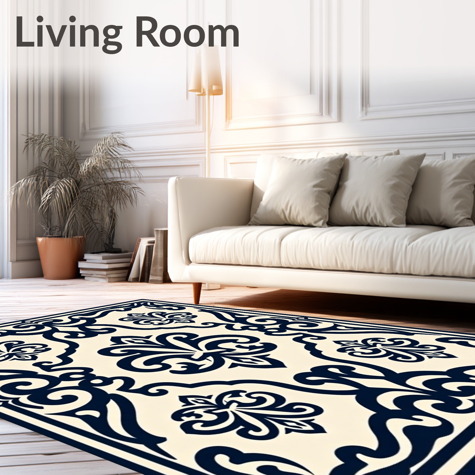Ornate Floral Damask Motif Rug