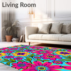Vibrant Floral Print With Bright Hues Rug