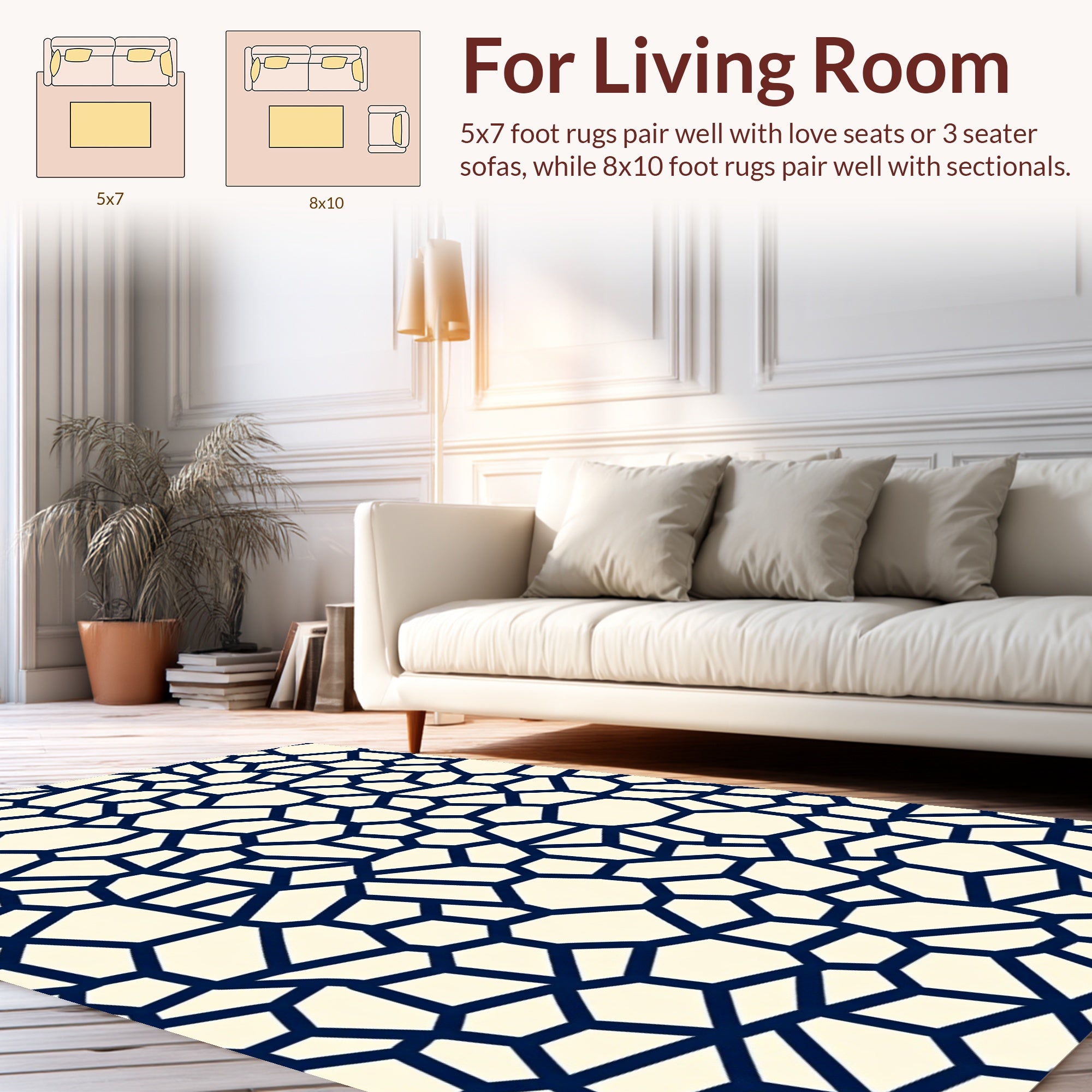 Navy Organic Shapes Pattern Rug