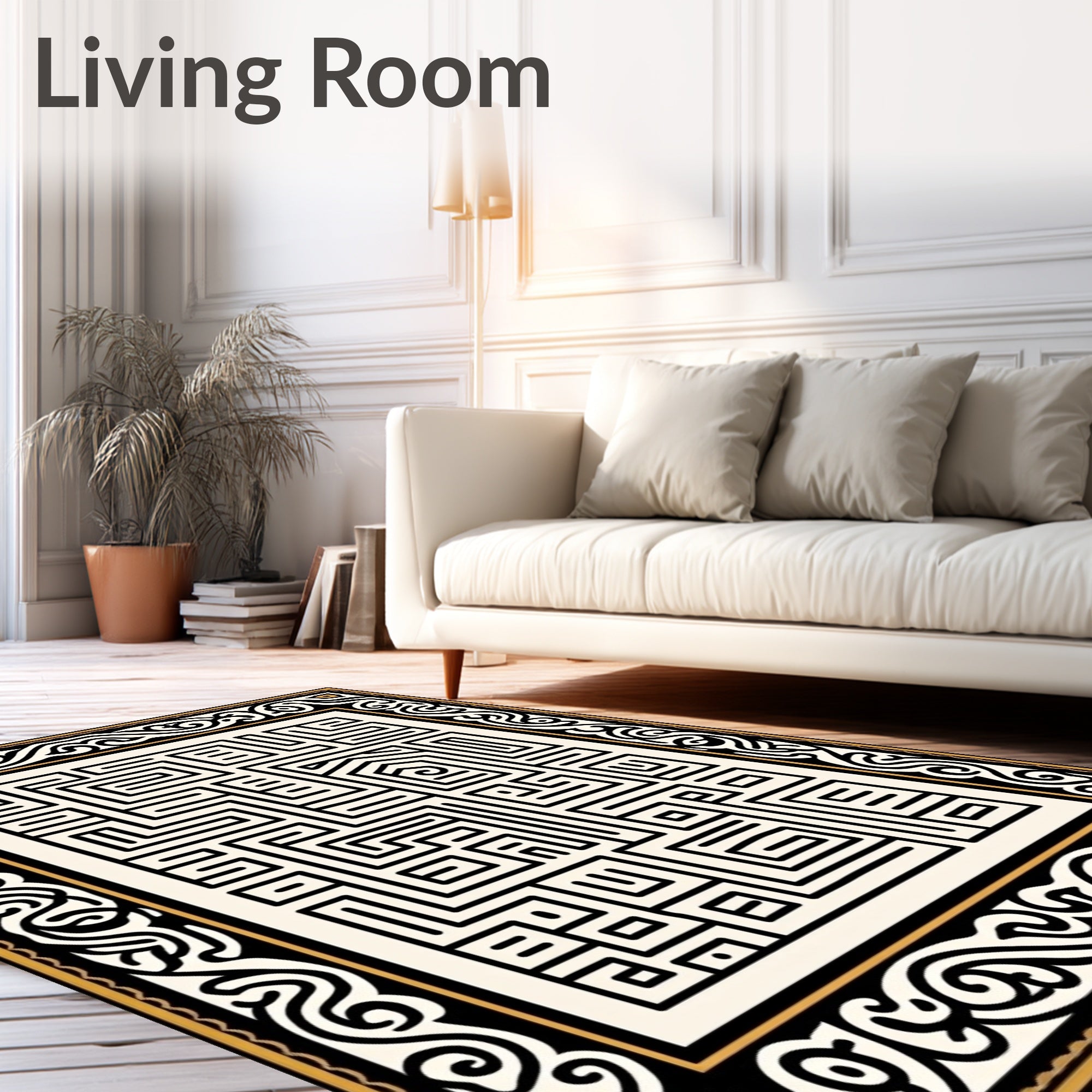 Intricate Maze Patterned Graphic Rug