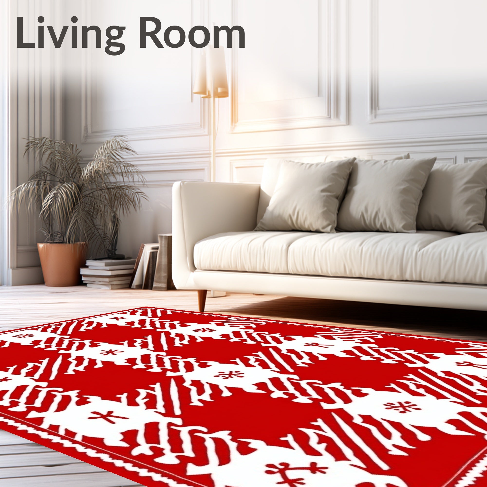 Red White Gingham Pattern Rug