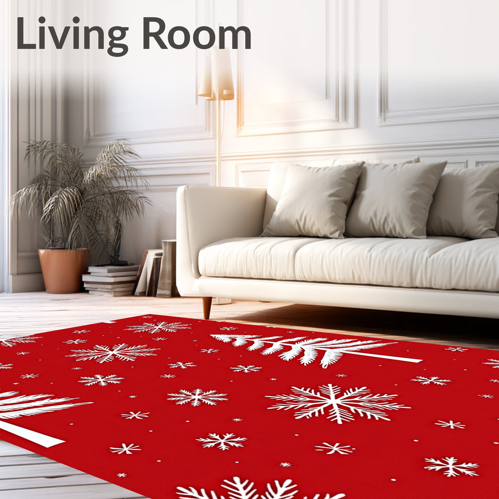 White Snowflake Tree Pattern Rug