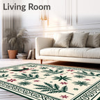 Winter Sleigh And Leaf Pattern Rug