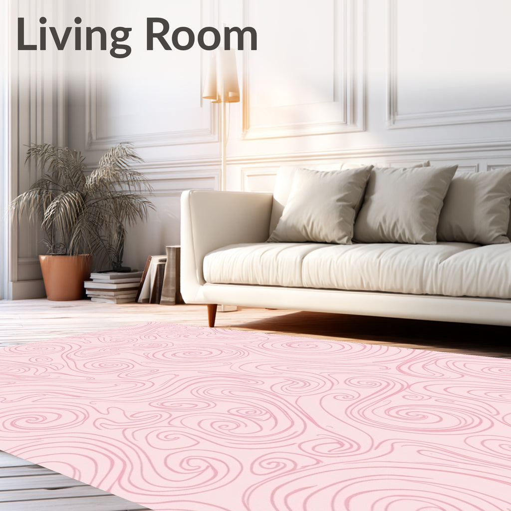 Pink Swirl Lines Abstract Pattern Rug