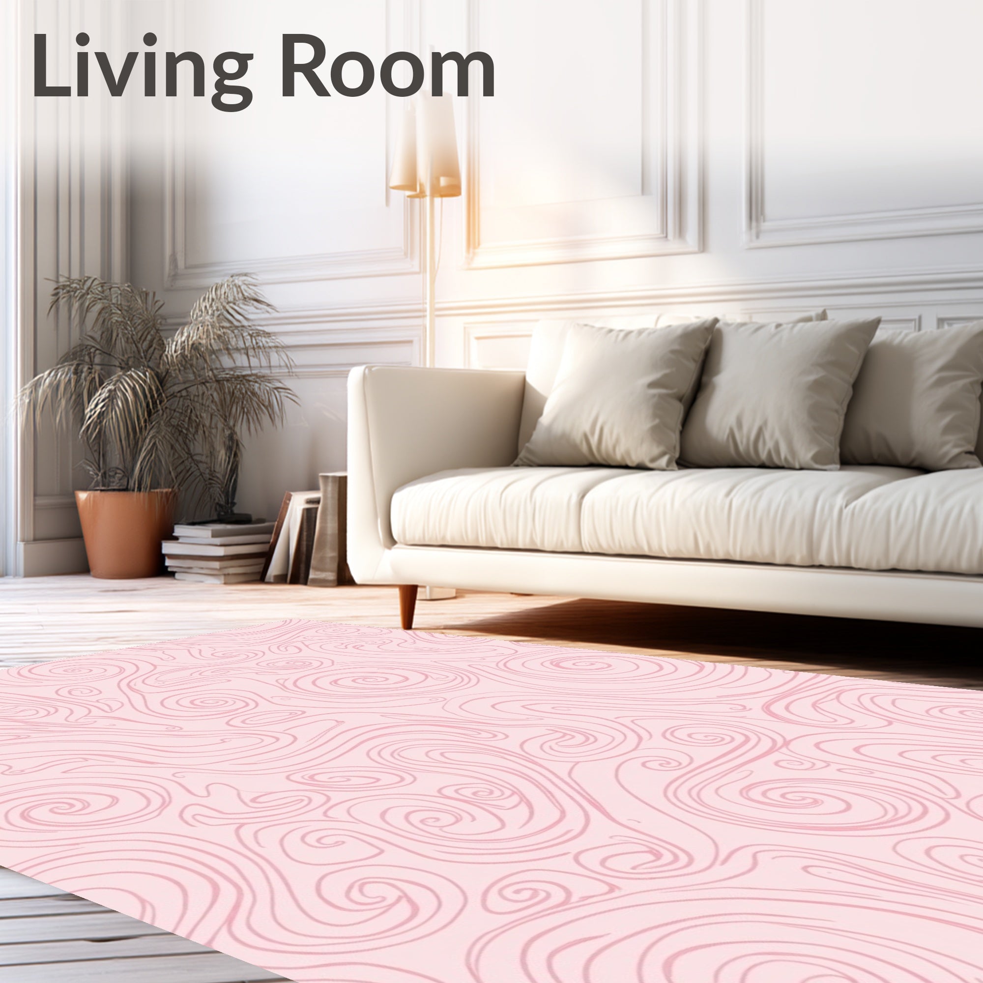 Pink Swirl Lines Abstract Pattern Rug