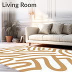 Abstract Tan Organic Line Art Rug