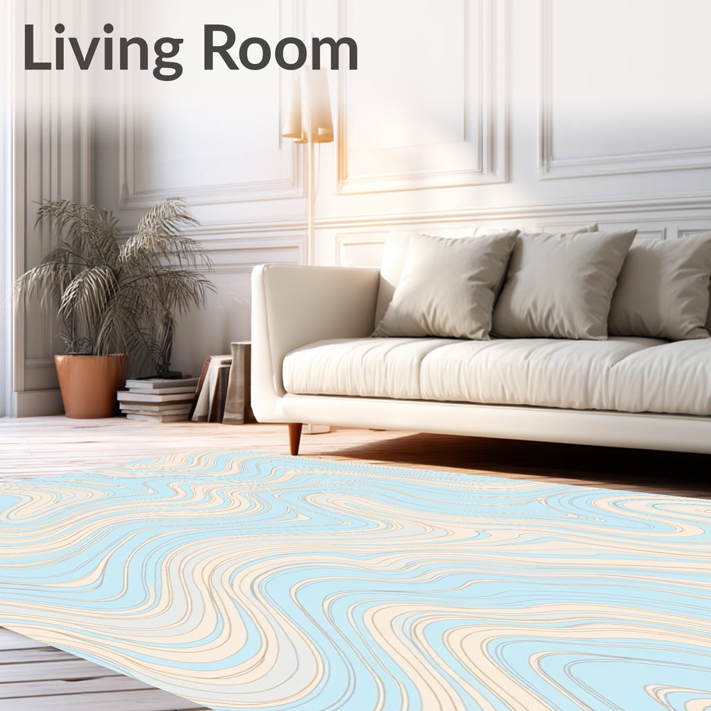 Pale Blue Cream Swirl Pattern Rug