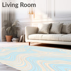 Pale Blue Cream Swirl Pattern Rug
