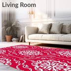 Red White Intricate Floral Pattern Rug