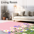Floral Meadow Border Design Rug
