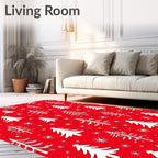 Red Snow Tree Pattern Rug