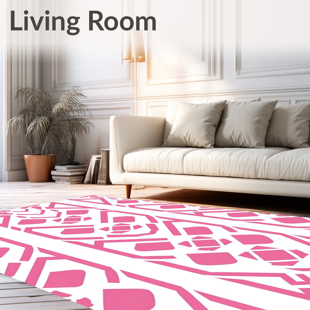 Geometric Pink Diamond Pattern Rug
