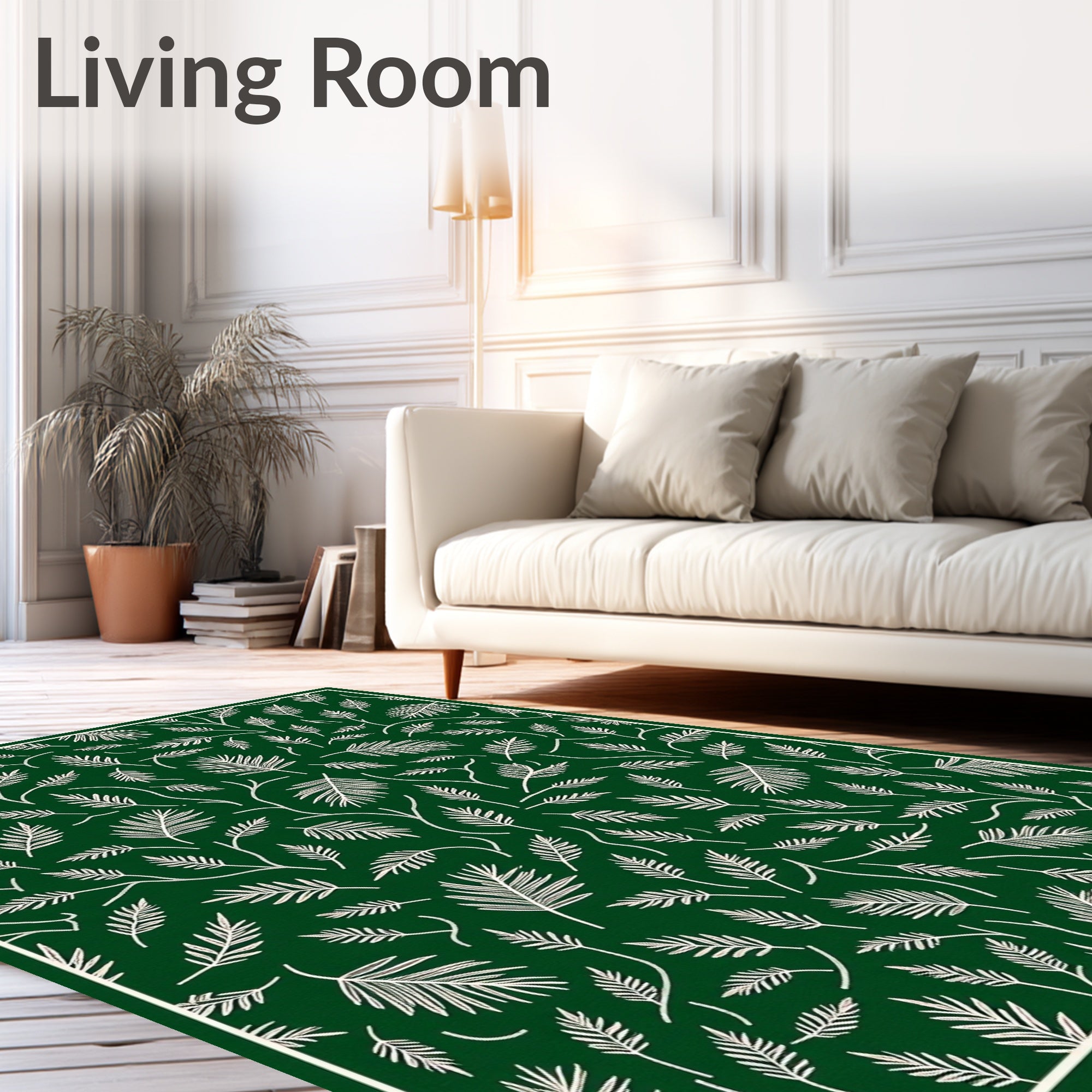 Whimsical Leaf Patterned Design Rug