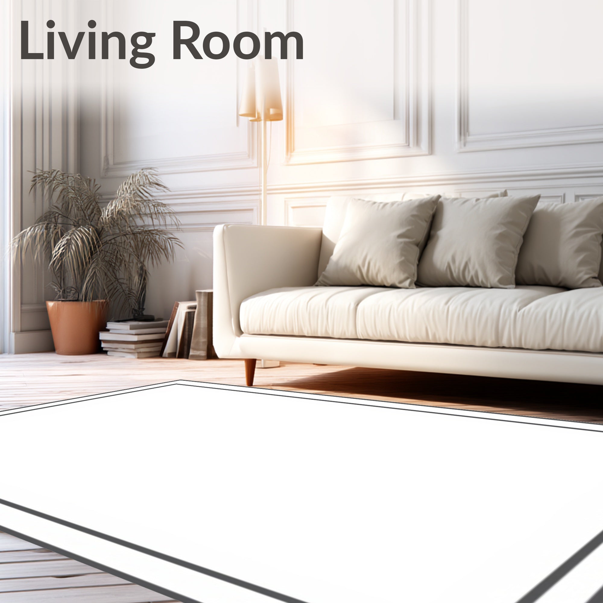 Simple Double Border Modern Rug