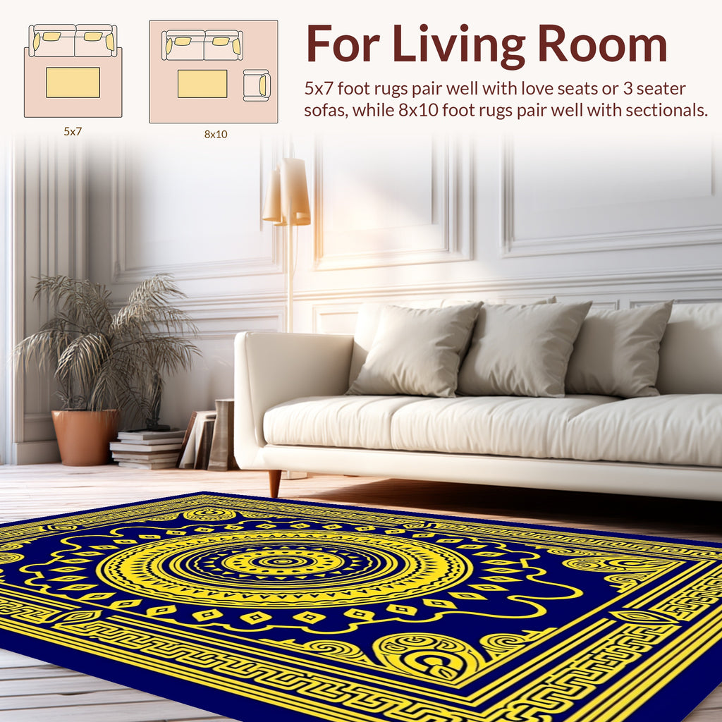 Ornate Circular Emblem Pattern Style Rug