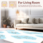 Abstract Ice Blue Wavy Contour Rug