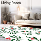 Red Berry Fern Cluster Rug