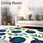 Dark Blue Squash Nature Pattern Rug