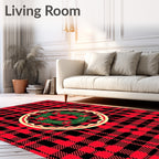Rustic Red Plaid Wreath Design Rug