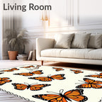 Orange Butterfly Pattern Design Rug