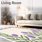 Purple Floral Border Design Rug