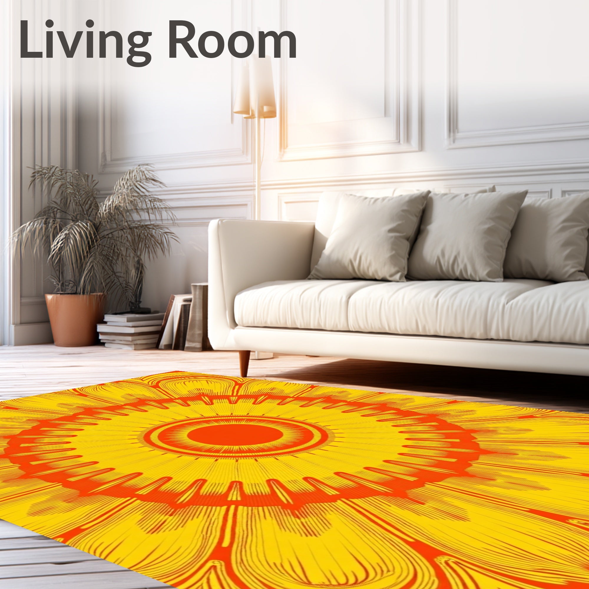 Radiant Sunburst Mandala Floral Pattern Rug