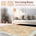 Elegant Beige Damask Scroll Rug