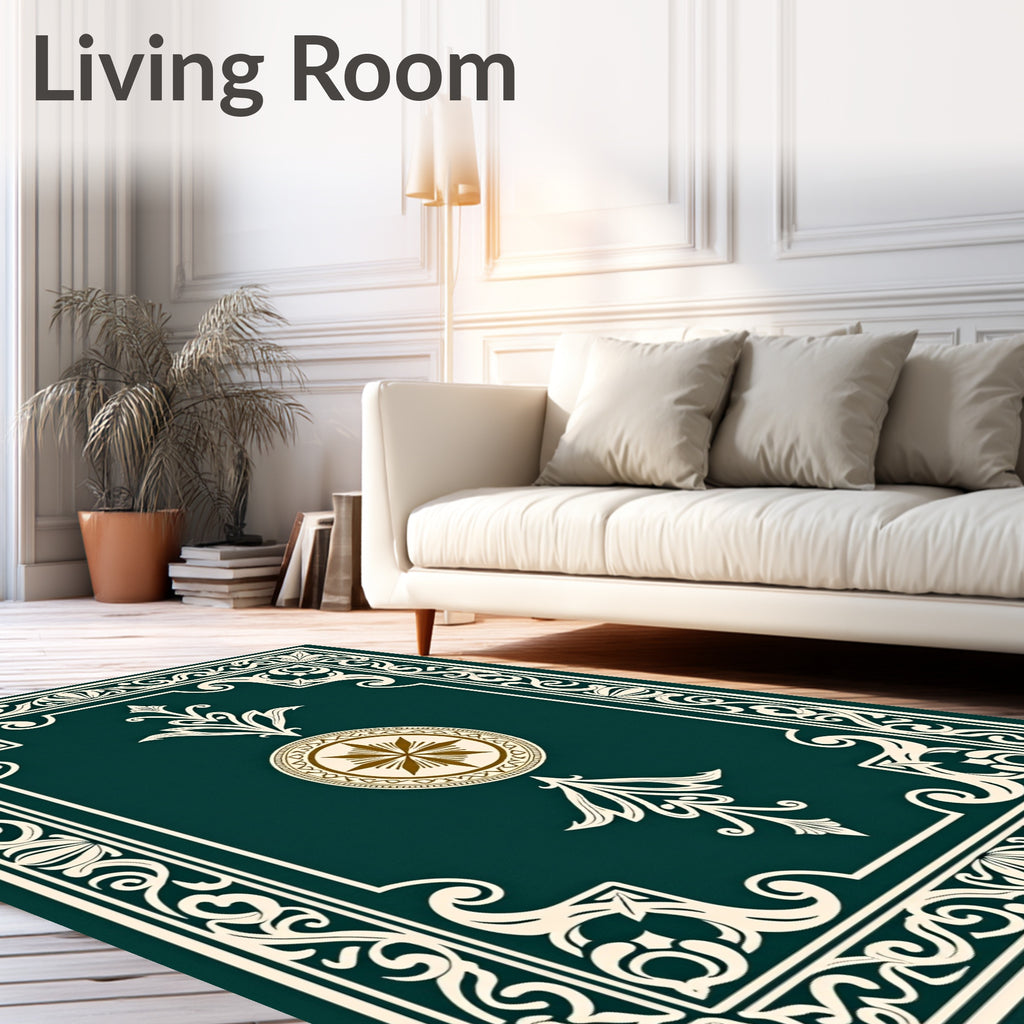 Elegant Scrollwork Floral Motif Rug