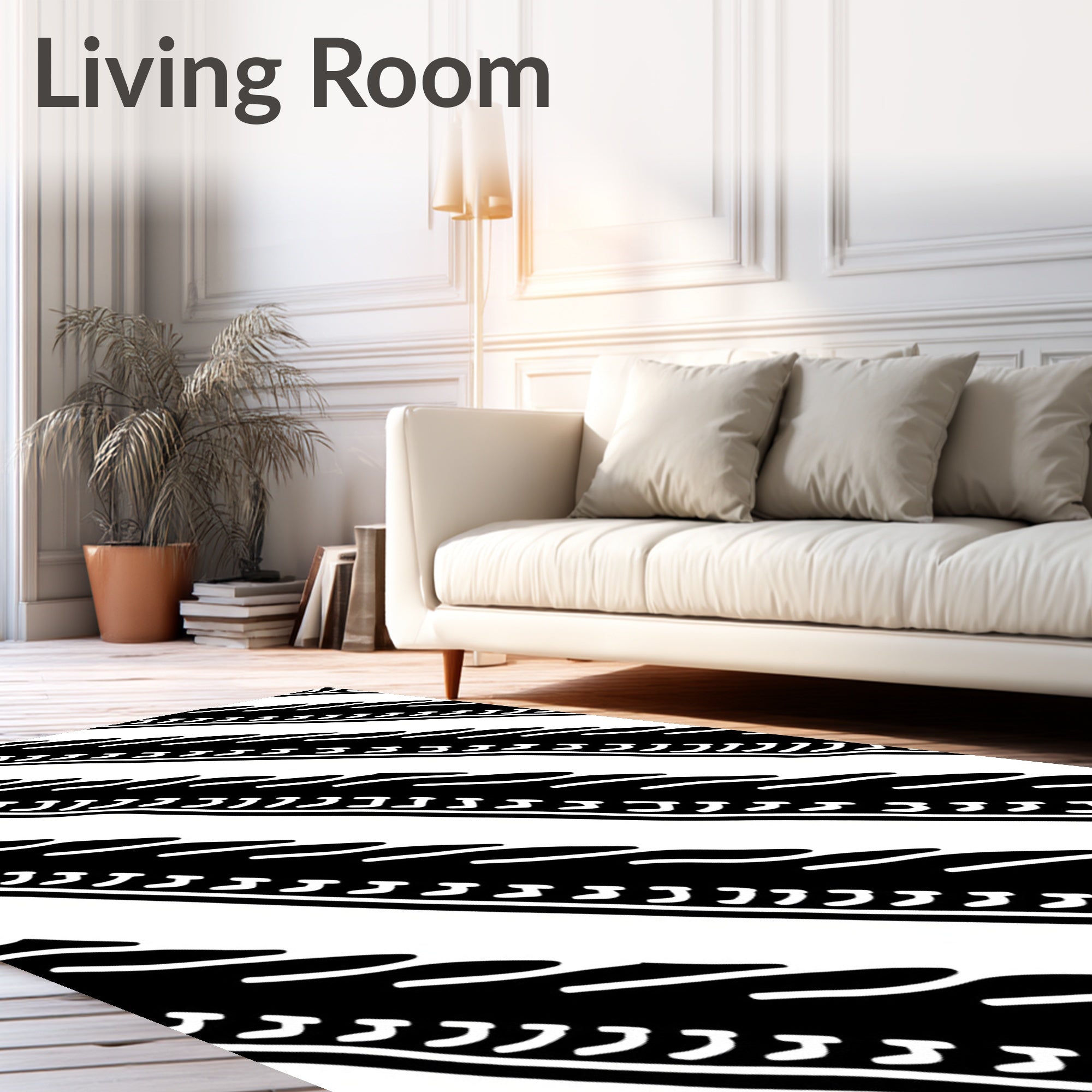 Bold Black Diagonal Abstract Pattern Rug