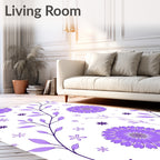 Purple Floral Branches Pattern Rug