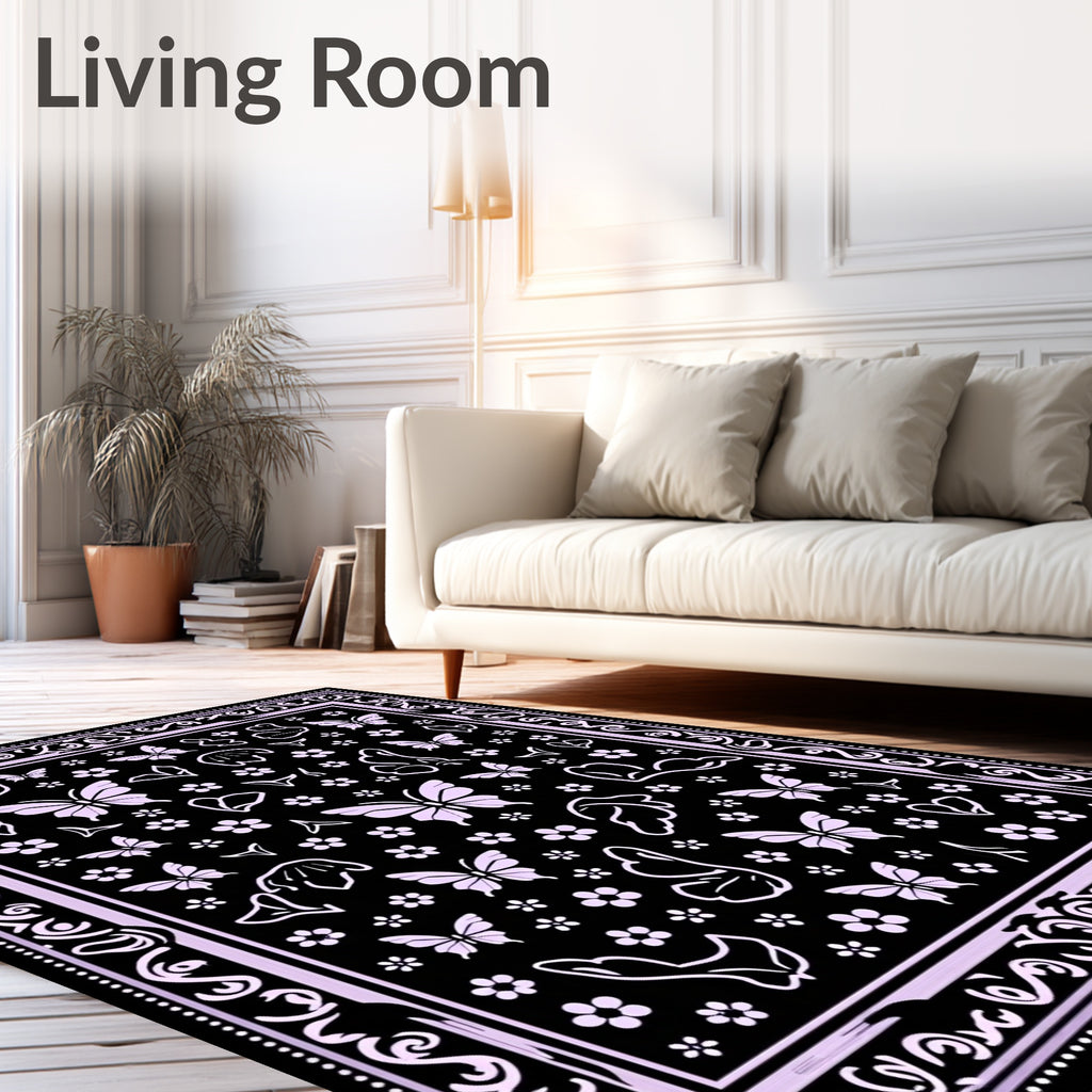 Lilac Butterflies Floral Accents Rug