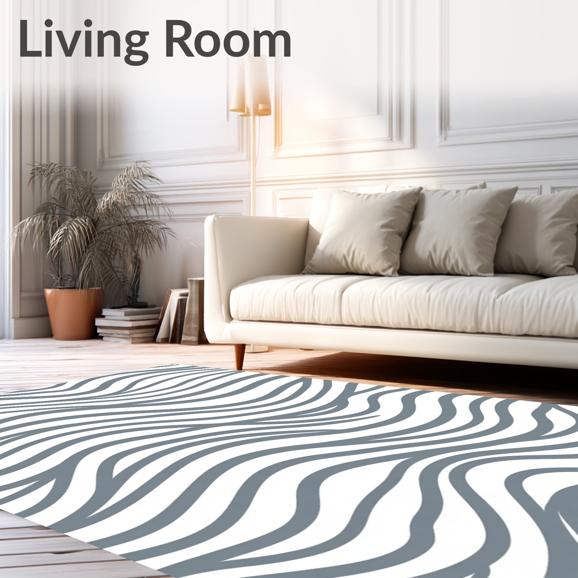 Flowing Gray Lines Stripe Pattern Rug