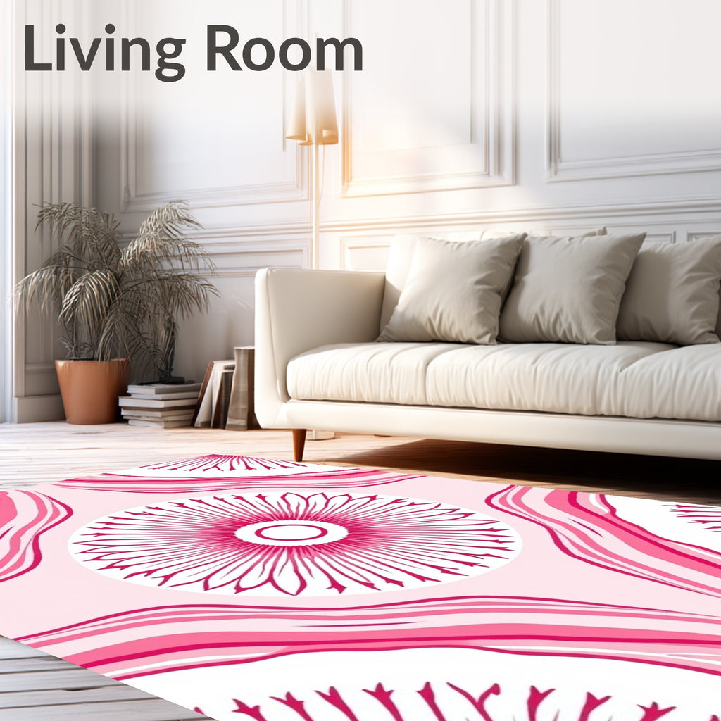 Radiant Pink Floral Pattern Rug