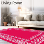 Ornate Floral Border Design Rug