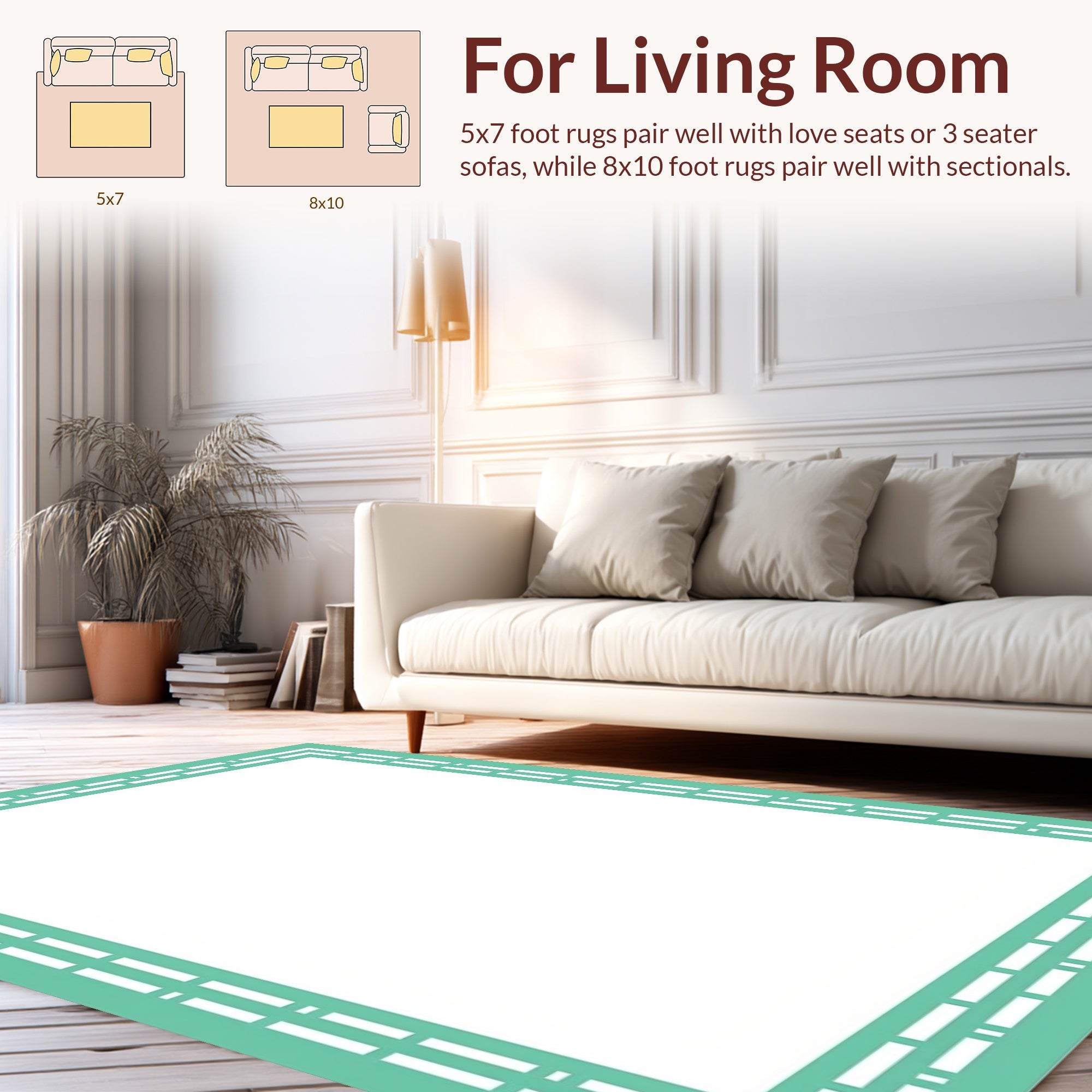 Geometric Stripe Border Design Rug