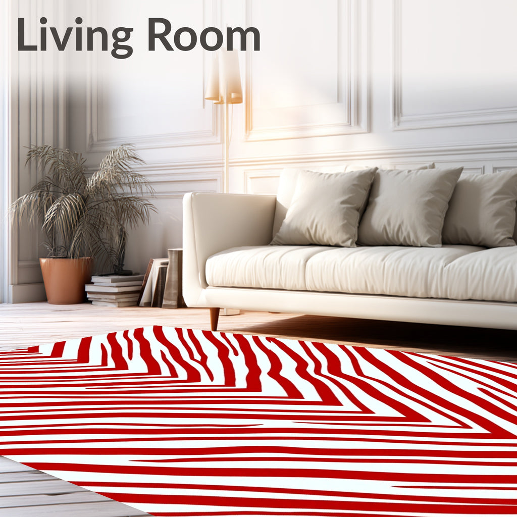 Bold Red Striped V Pattern Rug