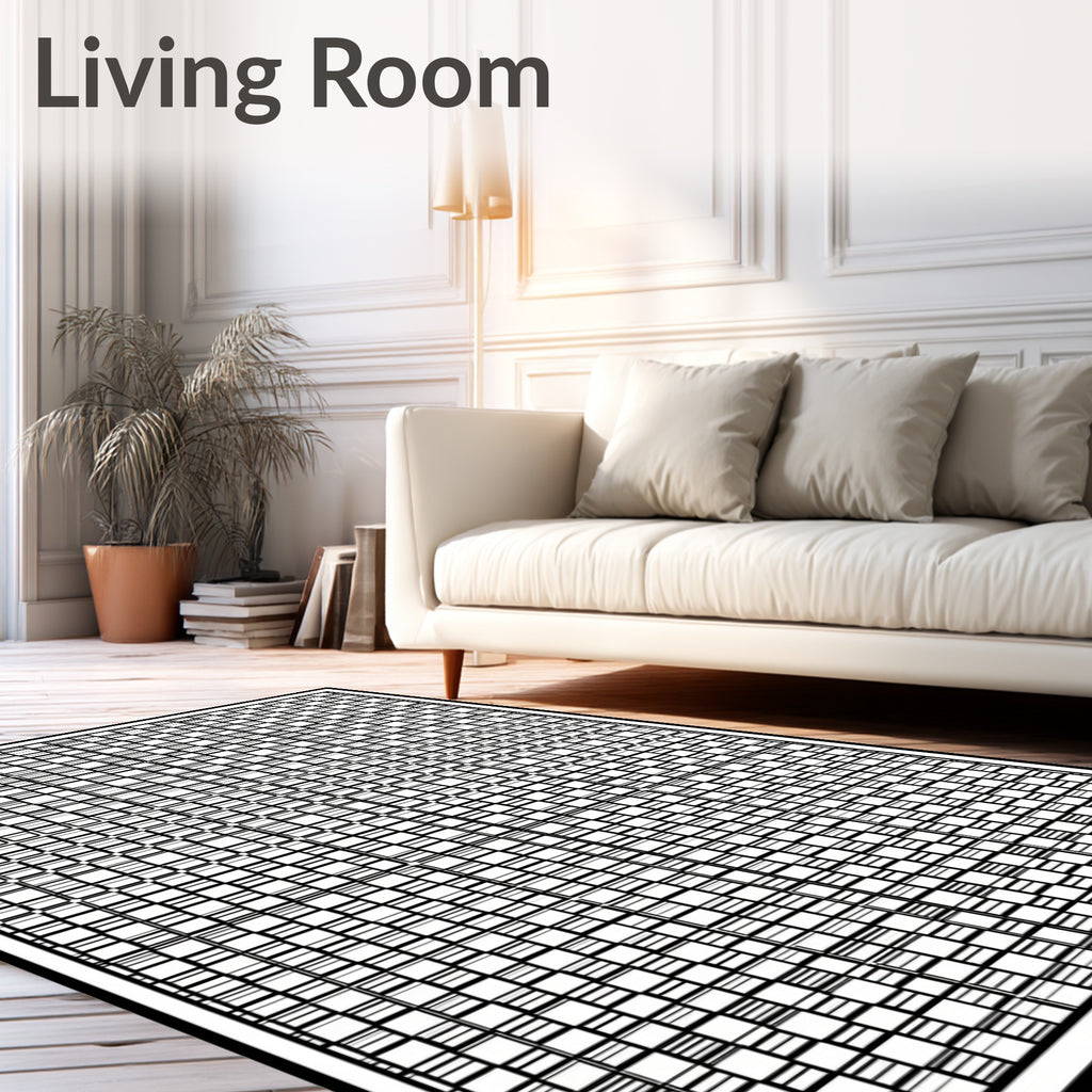 Bold Geometric Checkered Illusion Rug