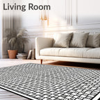 Bold Geometric Checkered Illusion Rug