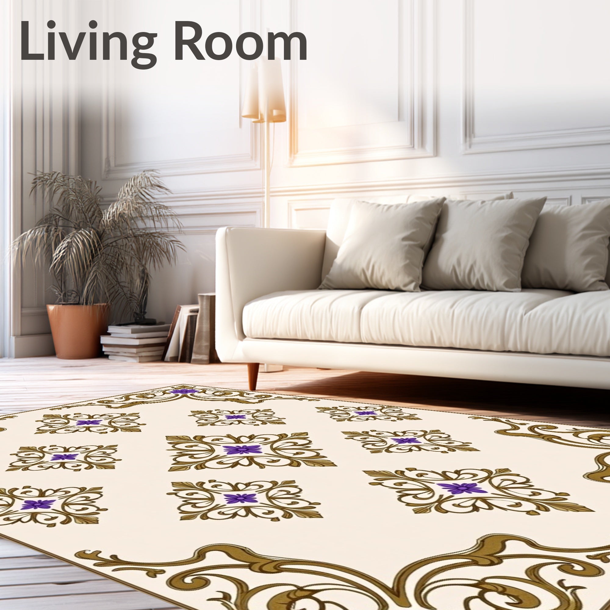 Ornate Floral Diamond Pattern Rug