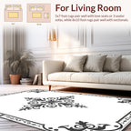 Elegant Scrollwork Floral Border Rug