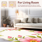 Pink Blossom Leaf Botanical Design Rug