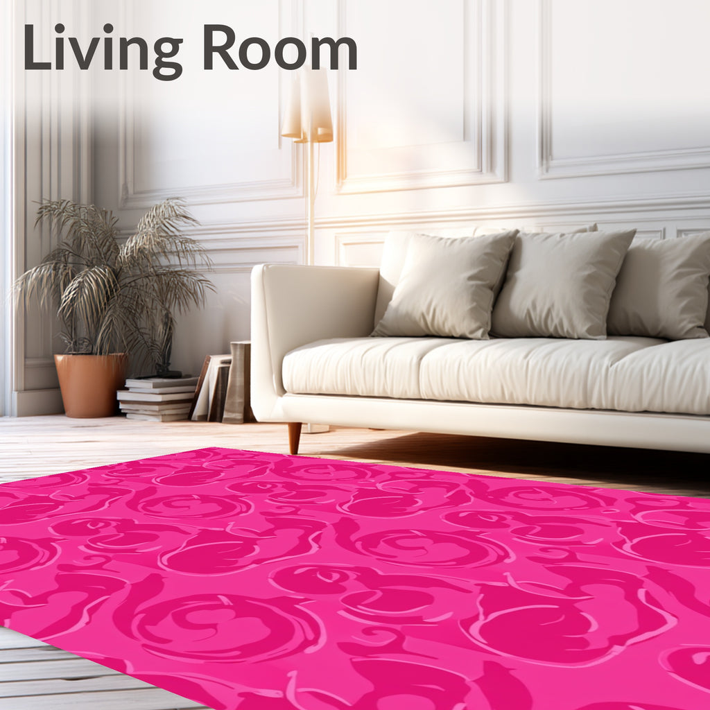 Vibrant Pink Abstract Swirl Design Rug